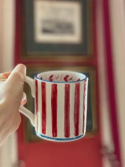 Red Ceramic Mug, Set of 6
