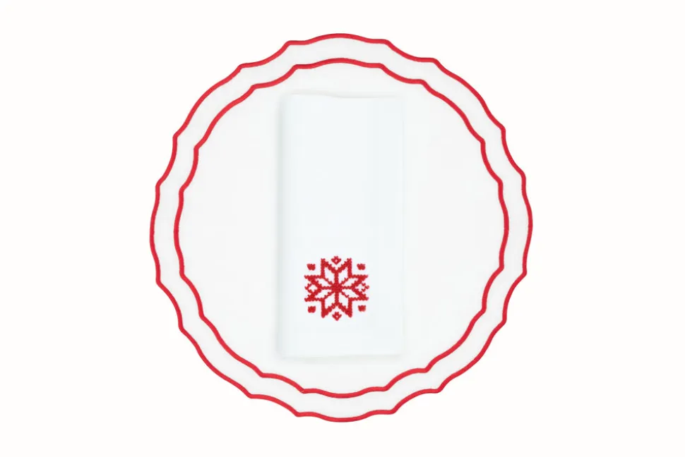 Red Snowflake Napkin and Vidro Placemat, Set of 2