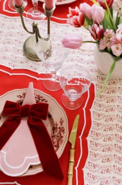 Red Velvet Napkin Bows, Set of 4