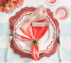 Reef Chic Placemat in White, Coral & Turquoise, Set of 2