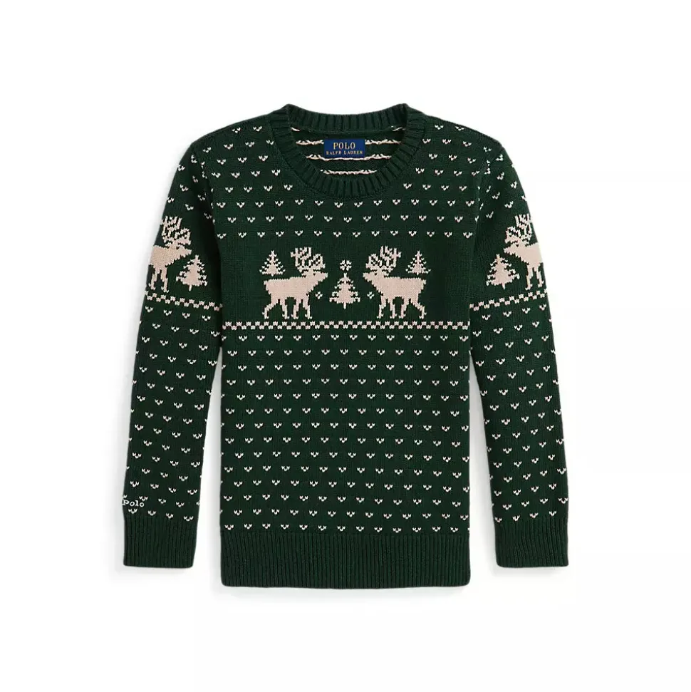 Reindeer-Intarsia Cotton-Blend Sweater