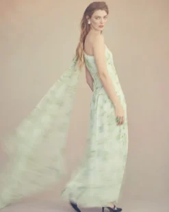 Remy Dress in Celadon Bloom Silk Chiffon