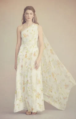 Remy Dress in Ivory Bloom Silk Chiffon