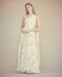 Remy Dress in Ivory Bloom Silk Chiffon