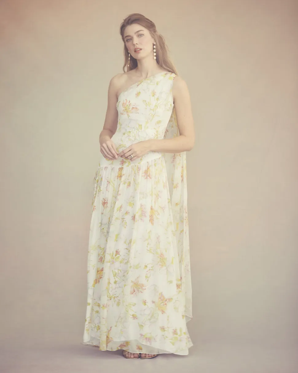 Remy Dress in Ivory Bloom Silk Chiffon