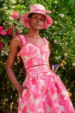 Remy 50s Midi Skirt Palm Jacquard