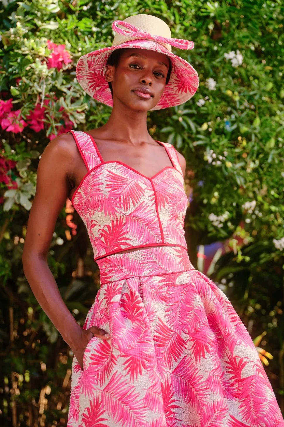 Remy 50s Midi Skirt Palm Jacquard