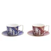 Renaissance Mix Teacup Saucer in Gold & Red, in Set of 2