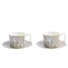 Renaissance Teacup Saucer in Grey, Set of 2