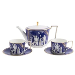 Renaissance Teapot, Teacup, & Saucer in Gold, Set of 2