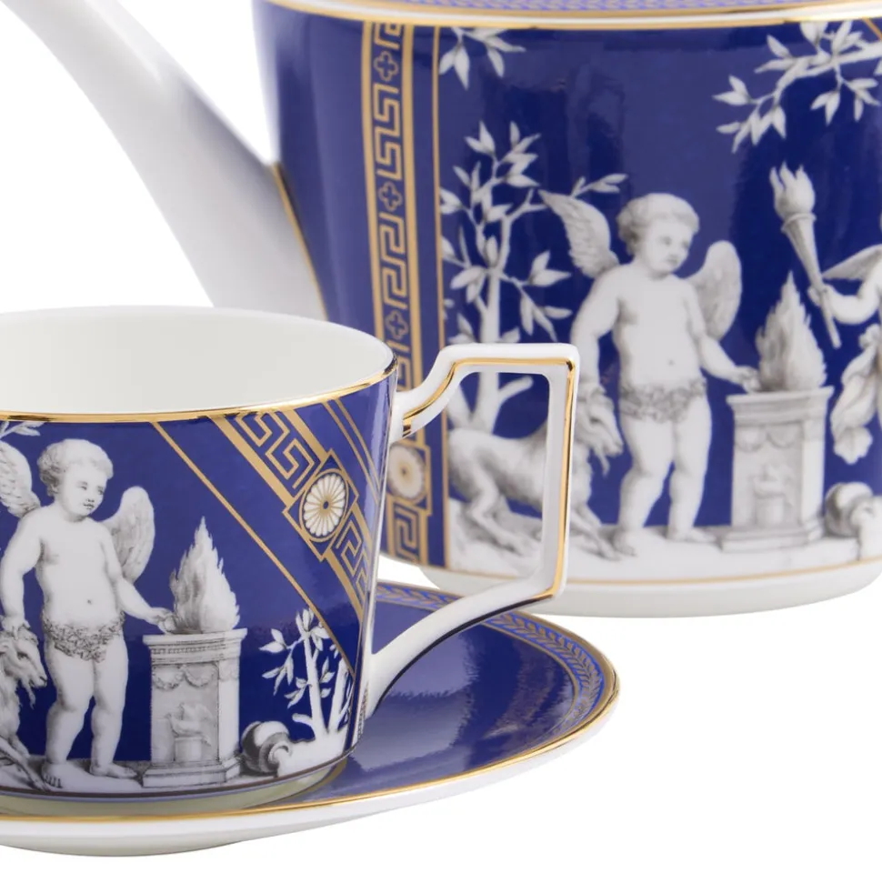 Renaissance Teapot, Teacup, & Saucer in Gold, Set of 2