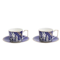 Renaissance Teapot, Teacup, & Saucer in Gold, Set of 2