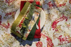 Renne Reindeer Napkins in Red & Green, Set of 6