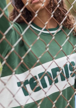 Retro Block Tennis Sweatshirt in Green
