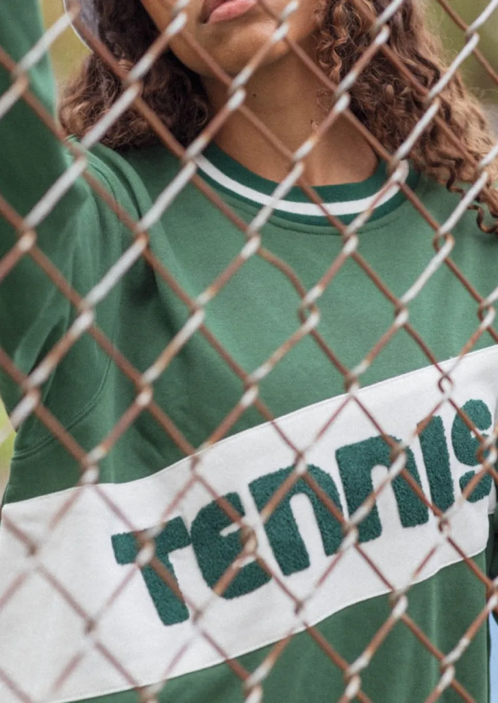 Retro Block Tennis Sweatshirt in Green