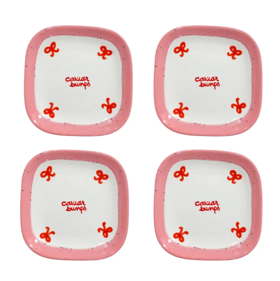 Retro “Caviar Bumps” Tiny Plates, Set of 4