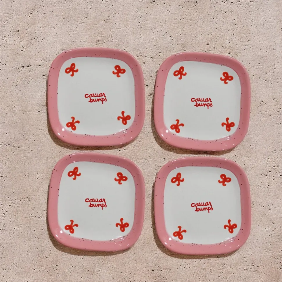 Retro “Caviar Bumps” Tiny Plates, Set of 4