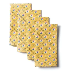 Retro Rose Napkins in Yellow, Set of 4