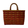 Retro-Travel Tote in Burgundy & Brown