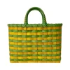 Retro-Travel Tote in Chartreuse & Golden Yellow