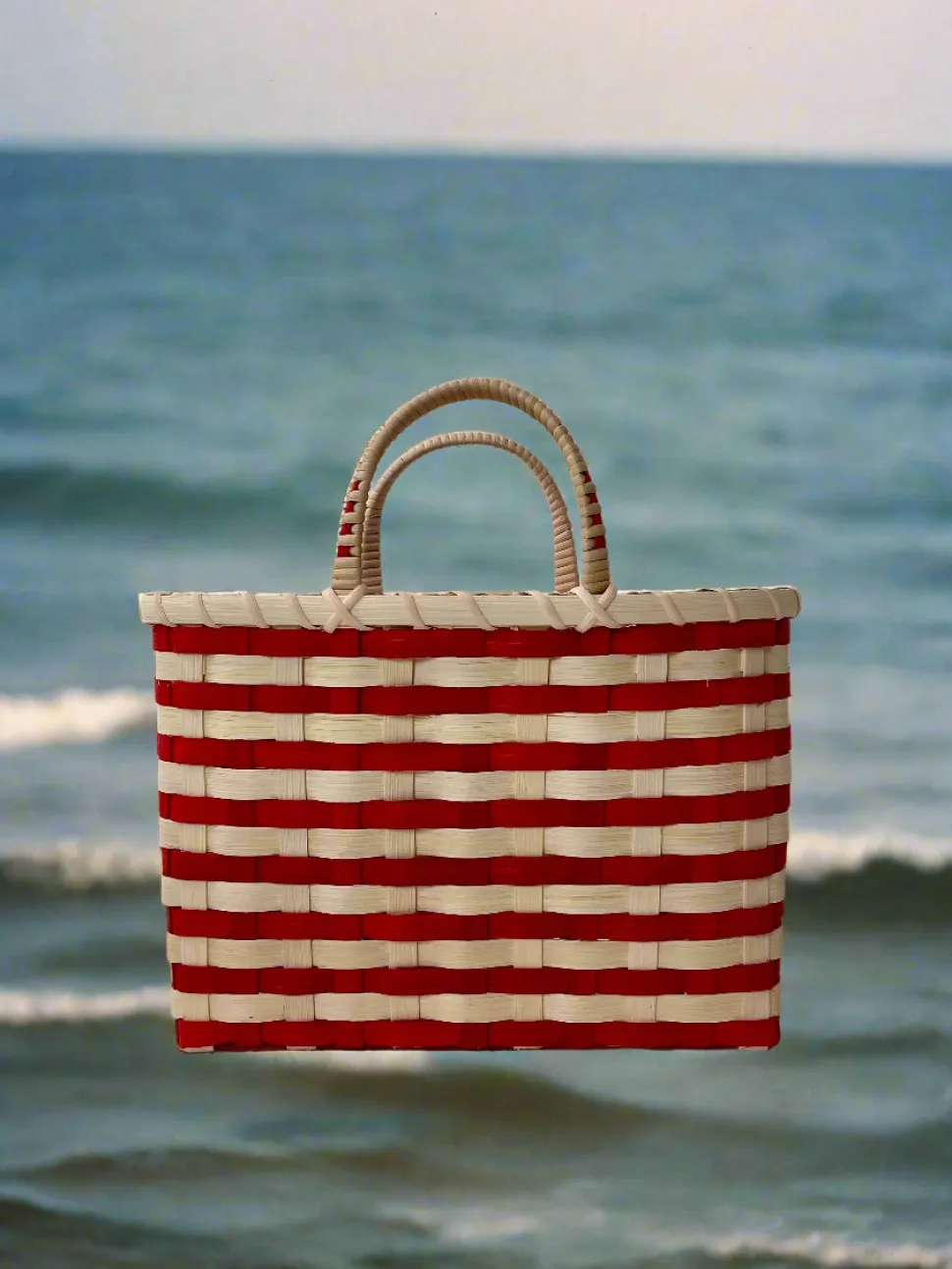 Retro-Travel Tote in Red & Natural