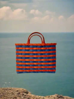 Retro-Travel Tote in Royal Blue & Tiger Lily