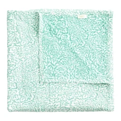 Reversible Kantha Table Cover in Green Block Print Leaves