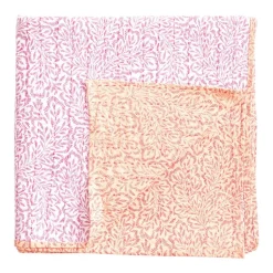 Reversible Kantha Table Cover in Fuchsia Block Print Leaves