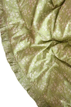 Reversible Ruffle Edge Heirloom Quilt Made With Liberty Fabric in Betsy Sage & Capel Pistachio