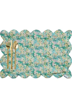 Reversible Scalloped Placemat Made With Liberty Fabric in Hollyhocks & Mitsi Valeria