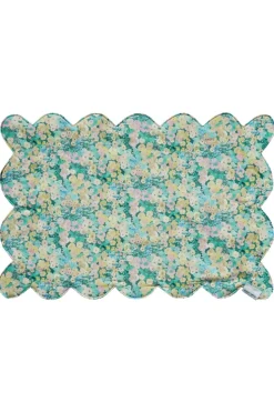 Reversible Scalloped Placemat Made With Liberty Fabric in Hollyhocks & Mitsi Valeria