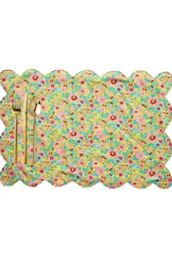 Reversible Scalloped Placemat Made With Liberty Fabric in Betsy Sunflower & Elements Green