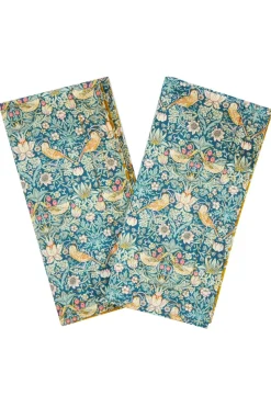 Reversible Stitch Napkin Set Made With Liberty Fabric in Strawberry Thief & Capel