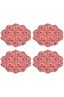 Reversible Wavy Placemat Made With Liberty Fabric in in Sambourne Red & Mitsi Valeria Red