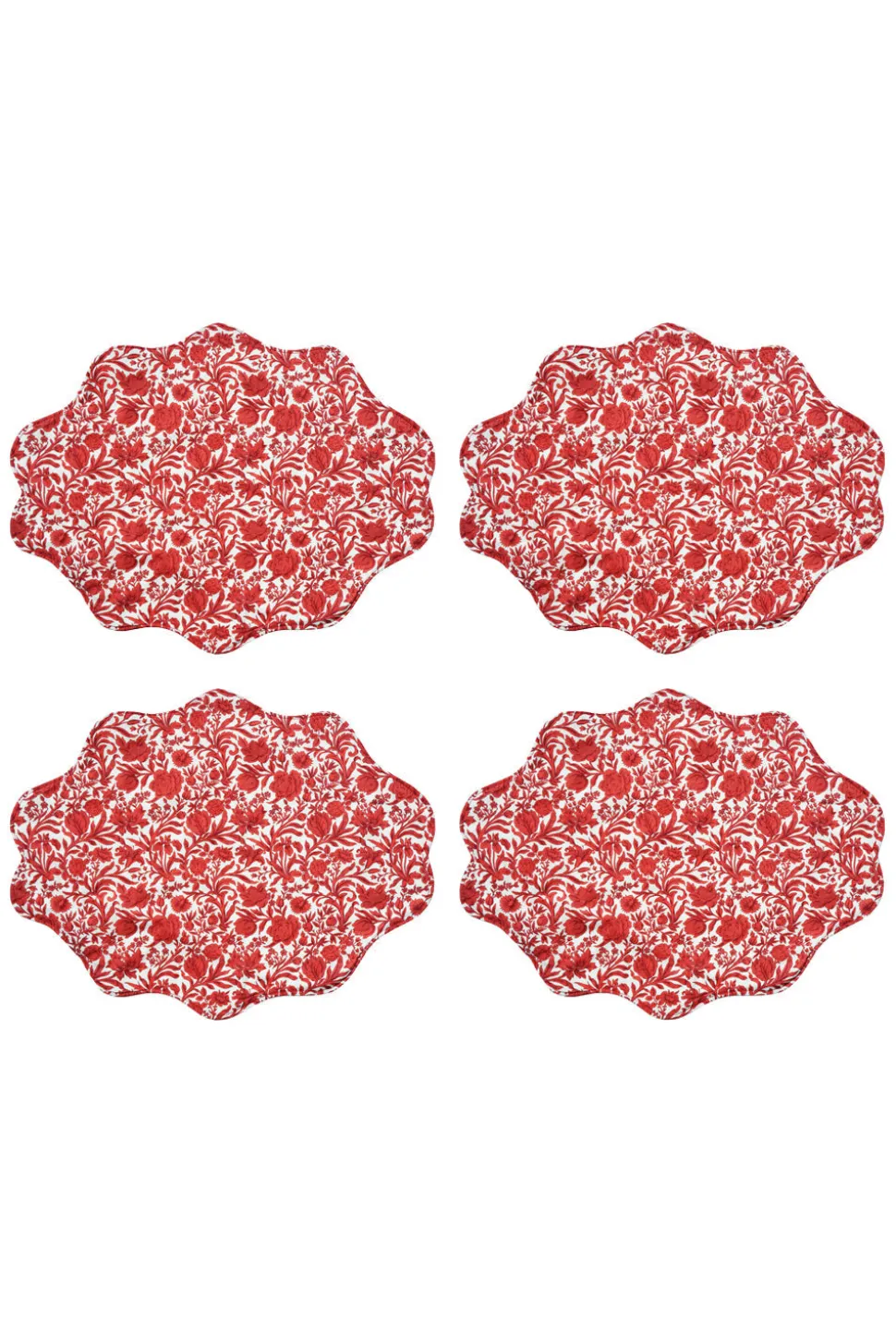 Reversible Wavy Placemat Made With Liberty Fabric in in Sambourne Red & Mitsi Valeria Red