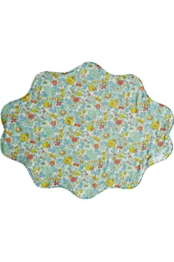 Reversible Wavy Placemat Made With Liberty Fabric in Betsy Sage & Strawberry Thief