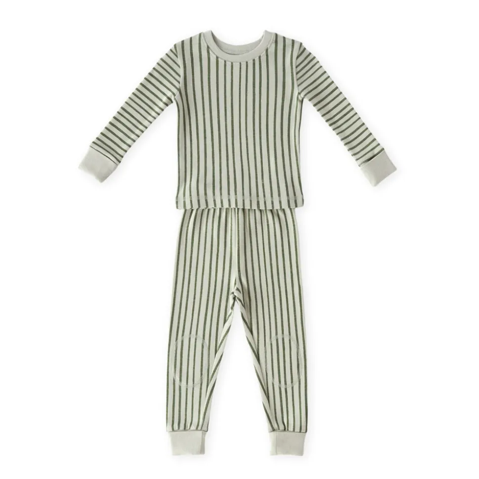 Ribbed Kids Pajama in Stripes Away Evergreen