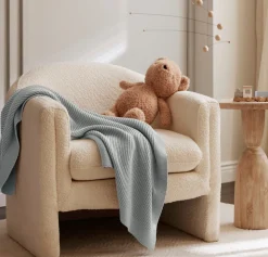 Ribbed Knit Baby Blanket in Shore