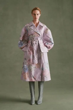 Riding Trench in Lilac Floral Taffeta