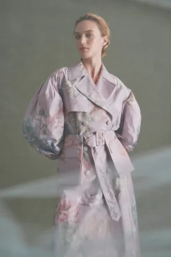 Riding Trench in Lilac Floral Taffeta