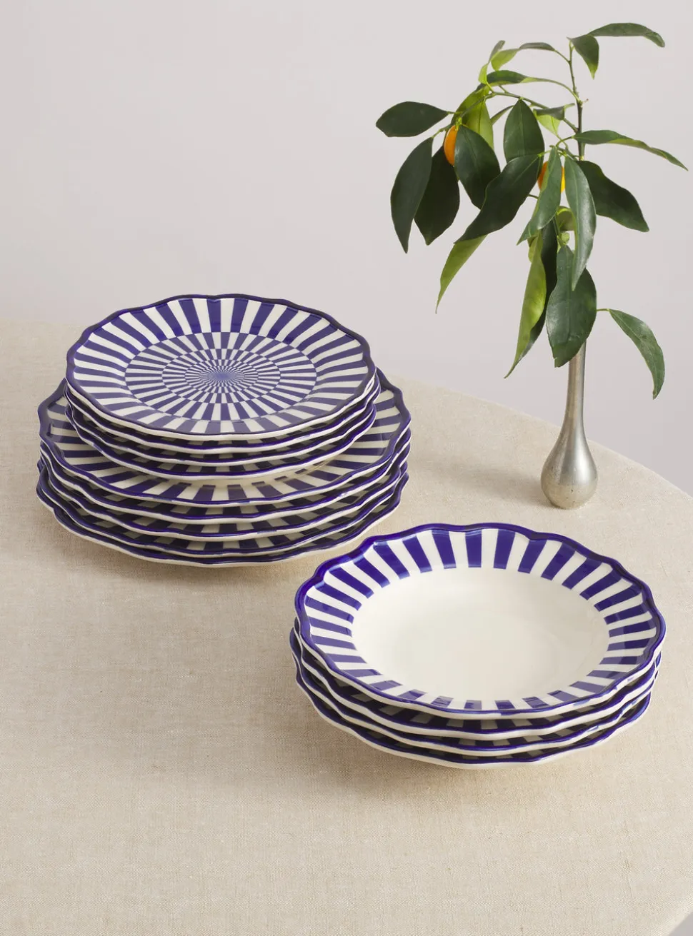 Riviera Dinnerware Set with Pasta Bowl, Set of 12