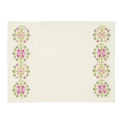 Rohida Embroidered Placemat, Pink and Green, Set of 2