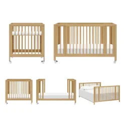 Rolli 9-in-1 Convertible All-Stages® Crib with Bassinet & Toddler Bed Conversion Kits in Honey