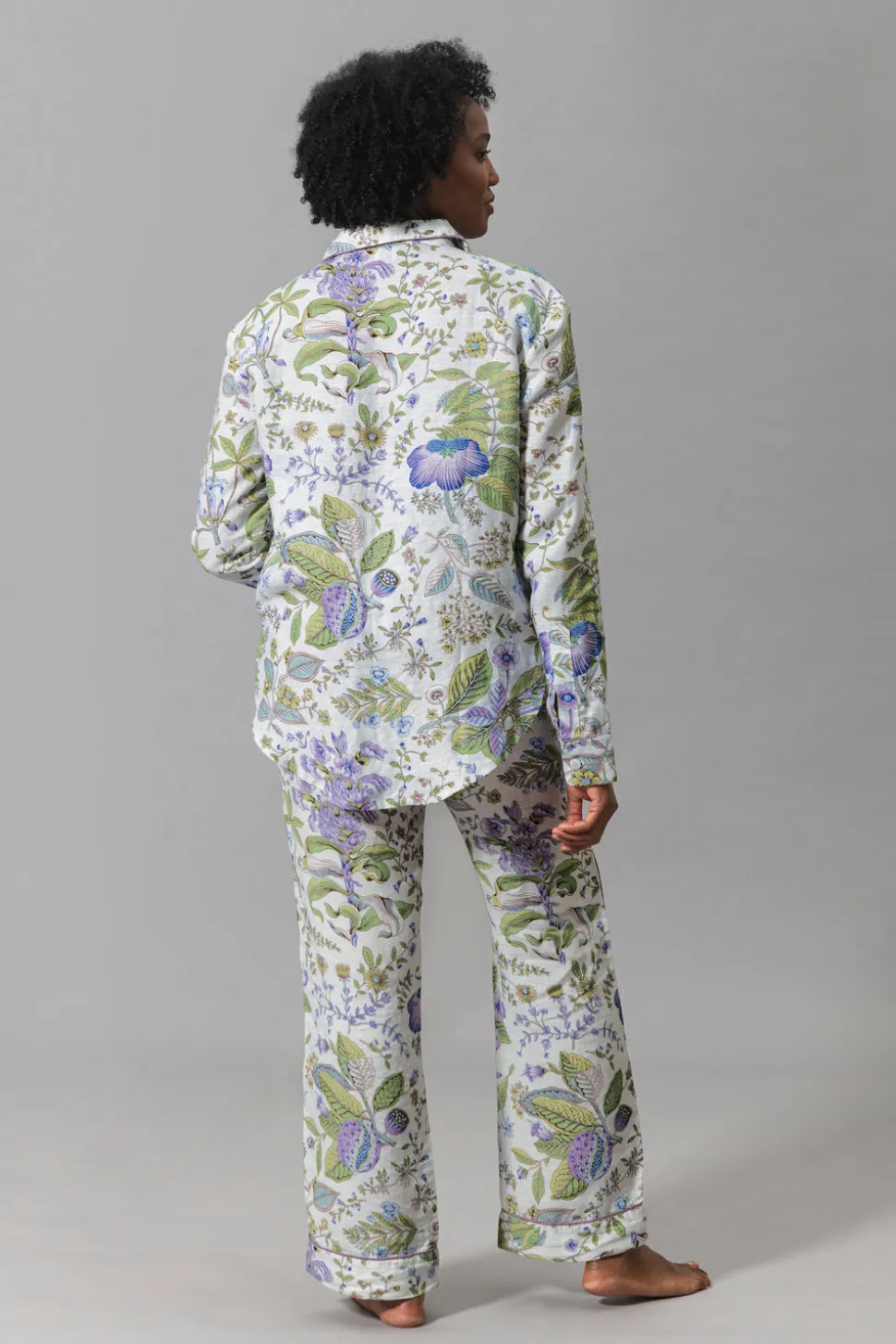 Roman Pajama Set in Pomegranate Linen Lilac