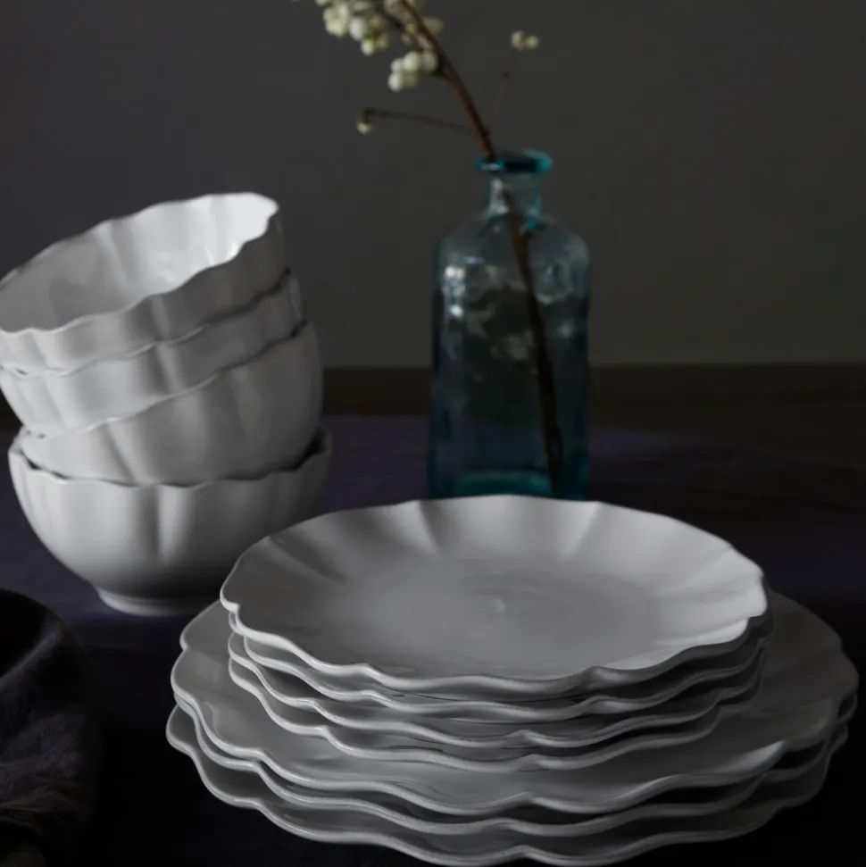 Rosa Collection Salad Plates in White, Set of 6