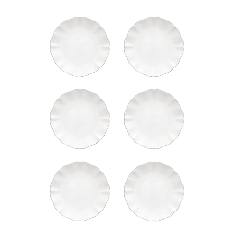 Rosa Collection Salad Plates in White, Set of 6