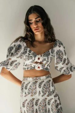 Rosa Cut Out Bustier in Paisley Ghalamkar
