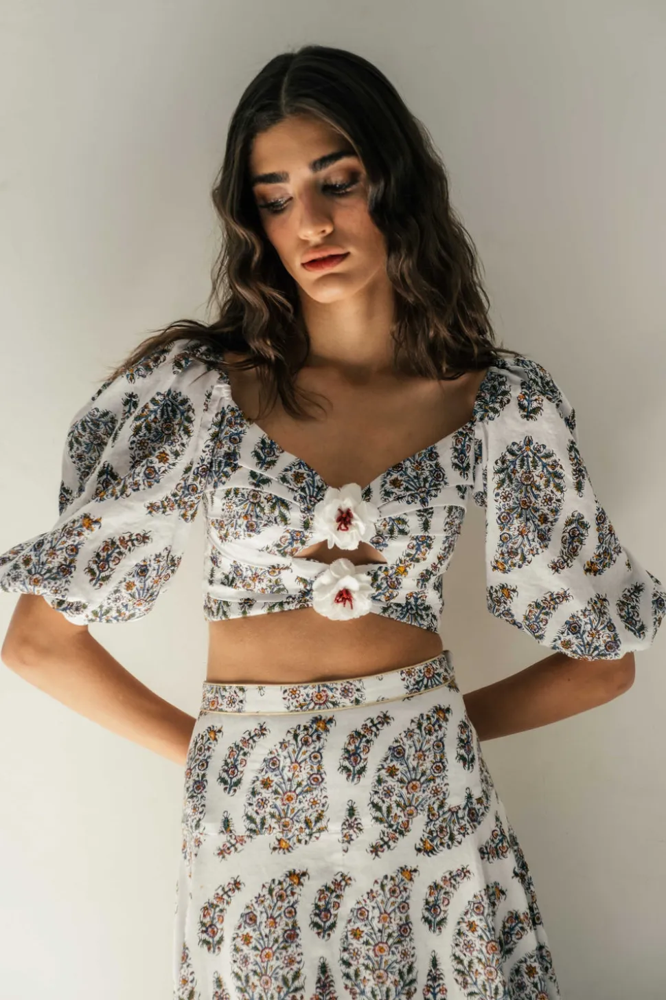 Rosa Cut Out Bustier in Paisley Ghalamkar