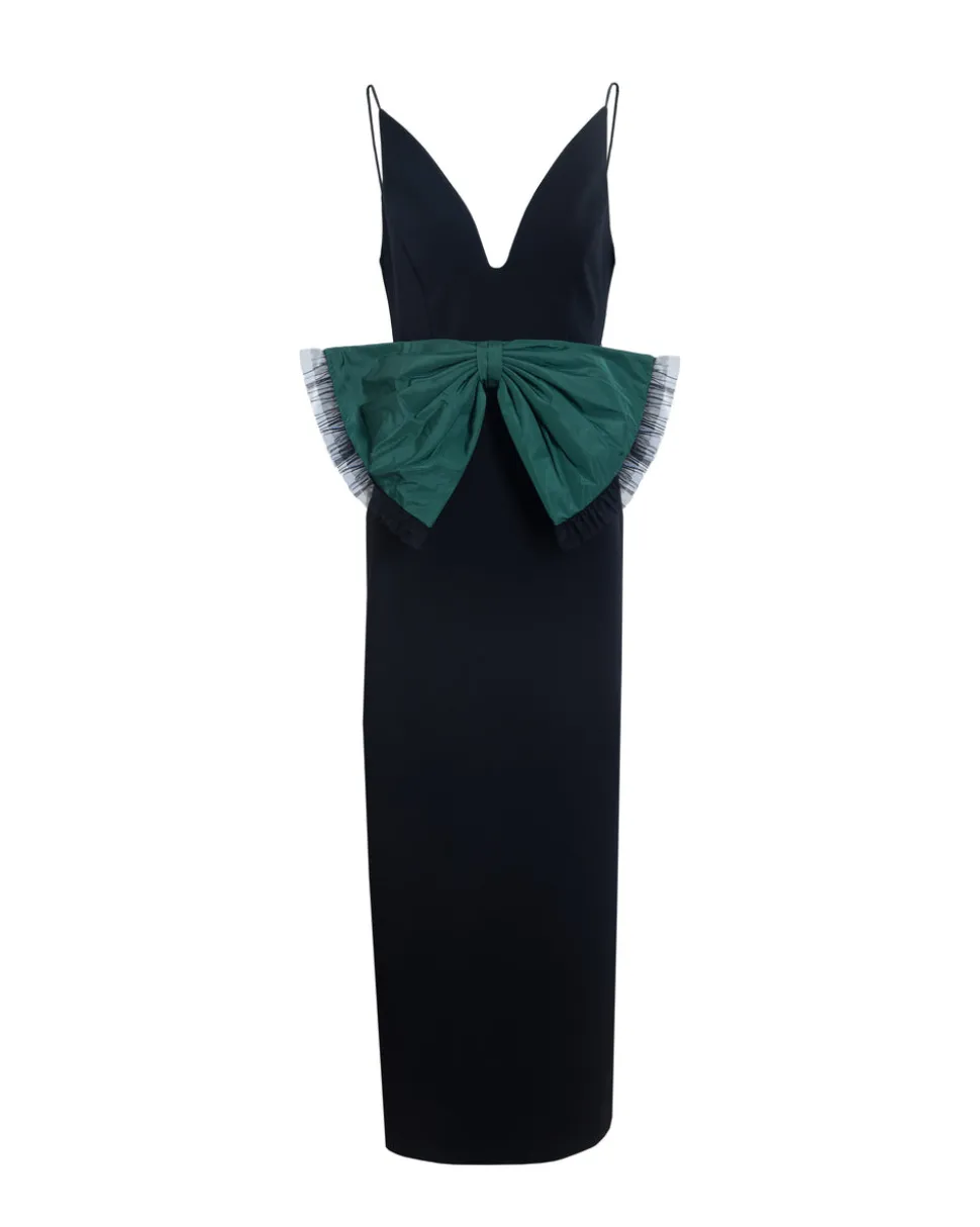 Rose Dress in Noir & Emerald Multi