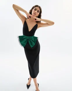 Rose Dress in Noir & Emerald Multi